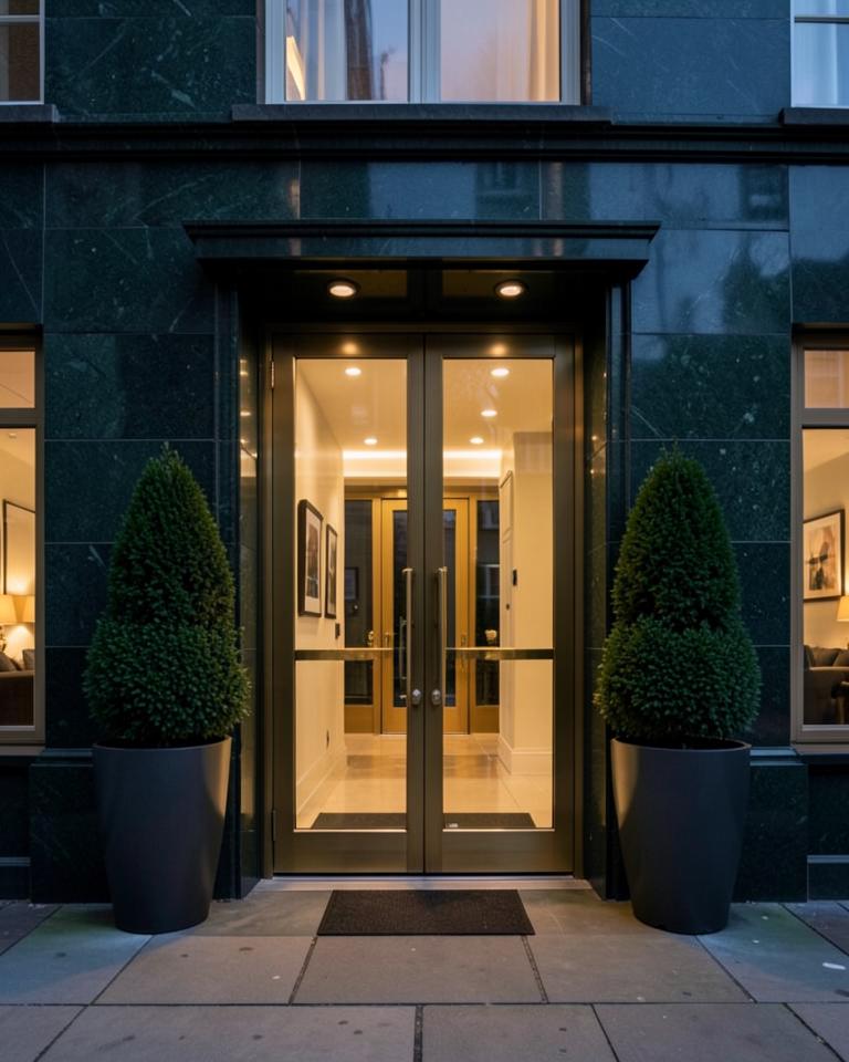 Elegant London residential building entrance